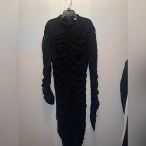 Elegant Black Ruched Dress